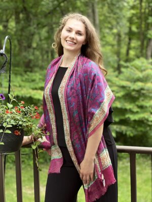 Pink Script Large Silk Scarf