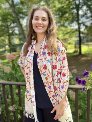 White Wool Kashmir Floral Stole