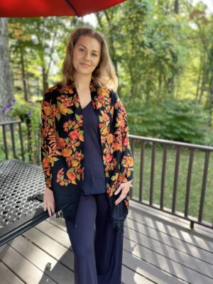 Fall Color Wool Kashmir Floral Stole